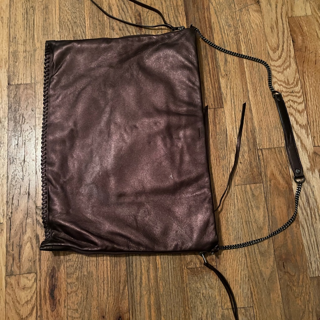 All Saints Leather Large Rectangle Shoulder Badge. Used Very Good Condition.